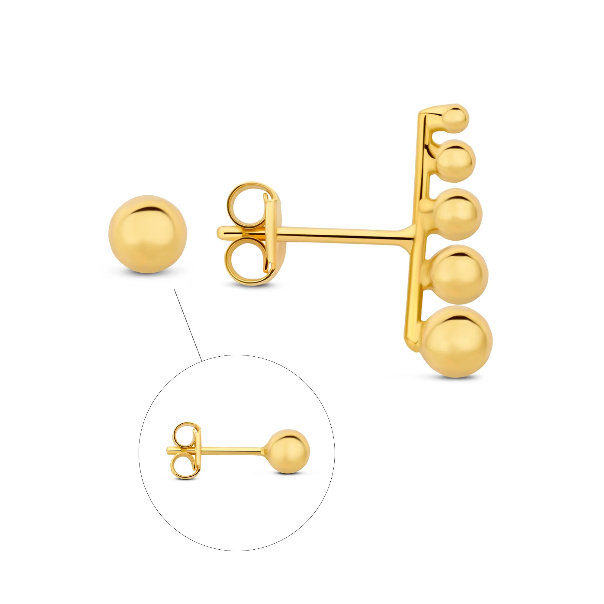 Rivoli Cézanne 14 karat gold earrings with 2 ear studs - Image 4