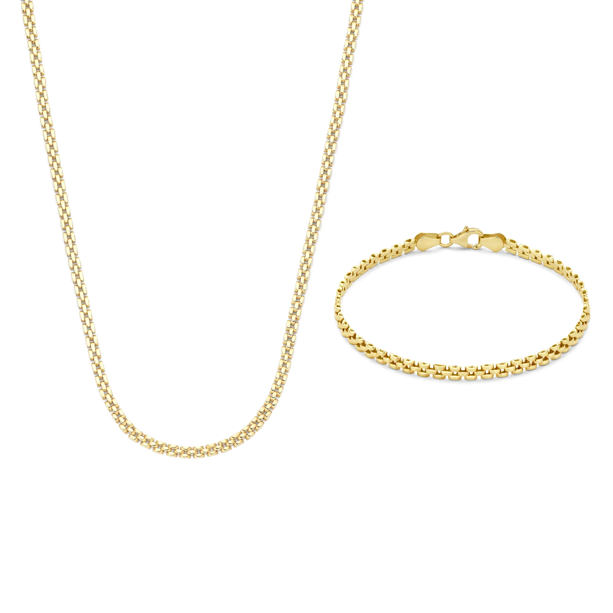 Cadeau d'Isabel 14 karat gold necklace and bracelet gift set
