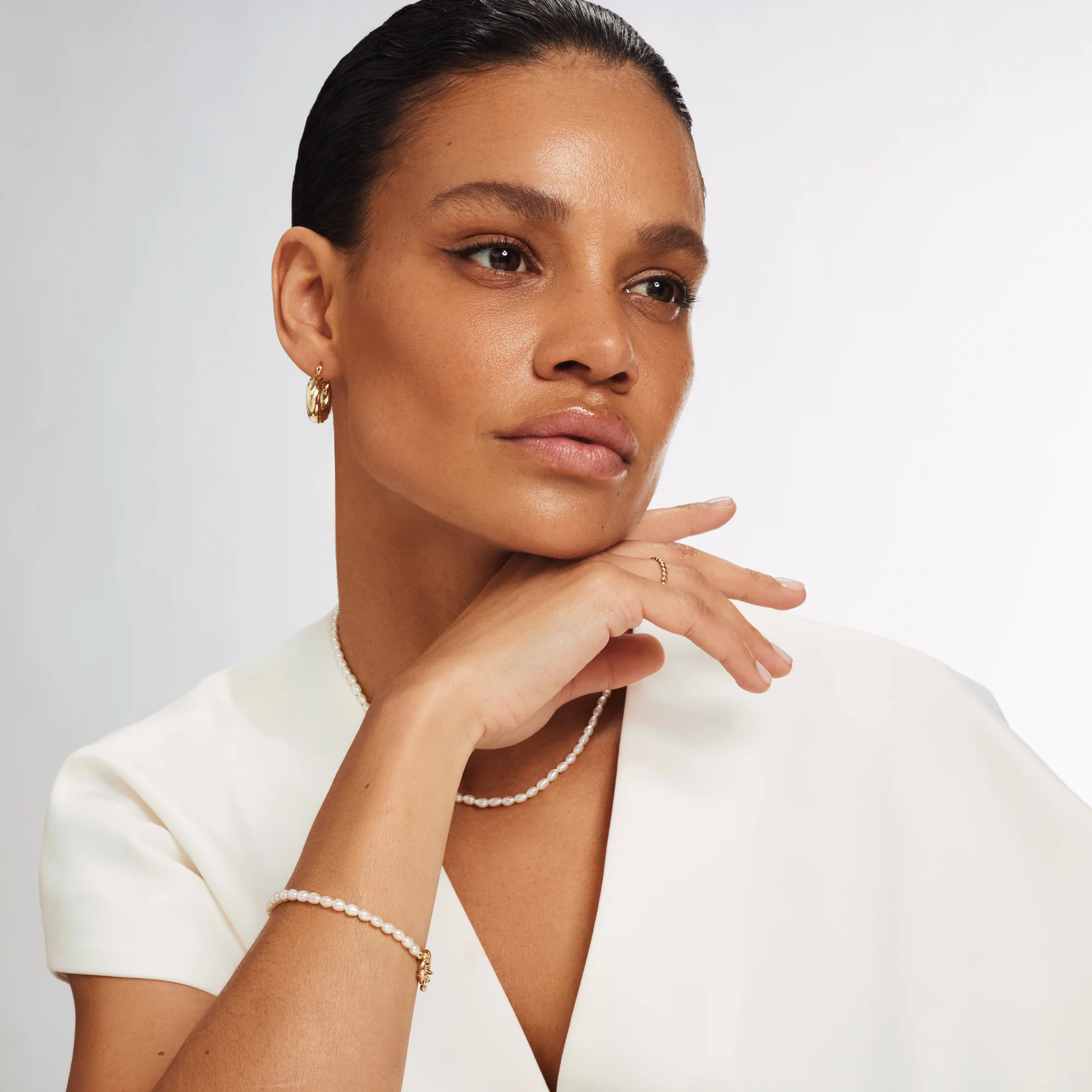 Cadeau d'Isabel 14 karat gold necklace and bracelet with pearls - Image 2