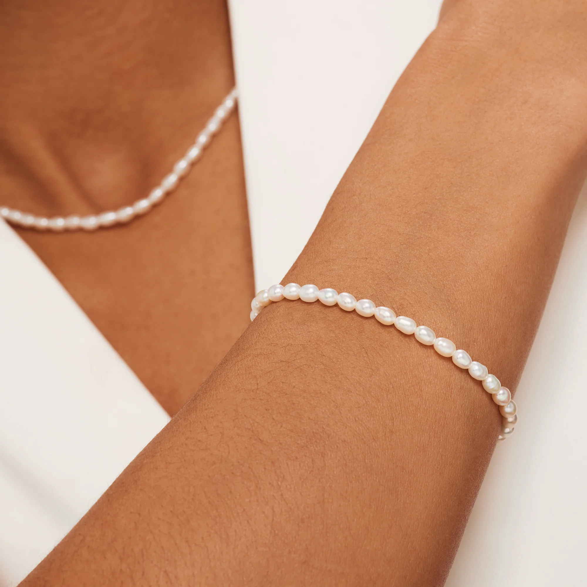 Cadeau d'Isabel 14 karat gold necklace and bracelet with pearls - Image 3