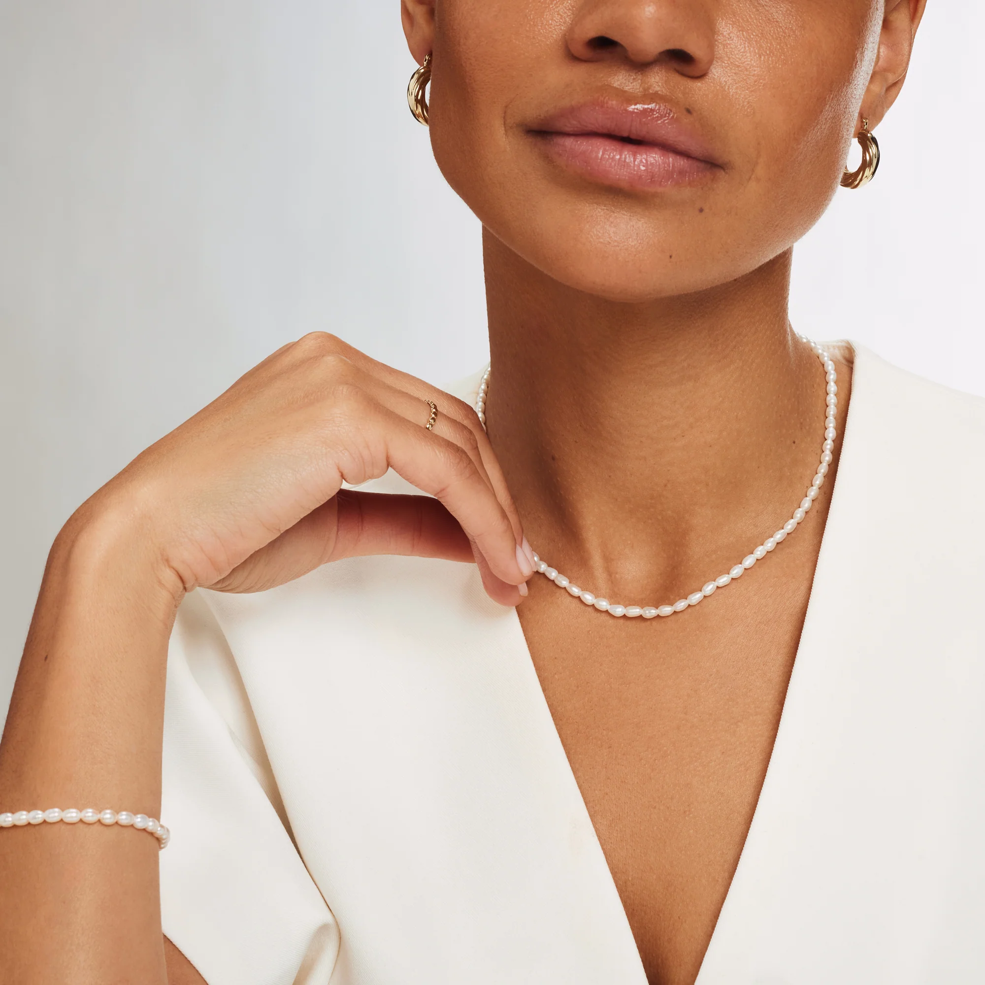 Cadeau d'Isabel 14 karat gold necklace and bracelet with pearls - Image 4