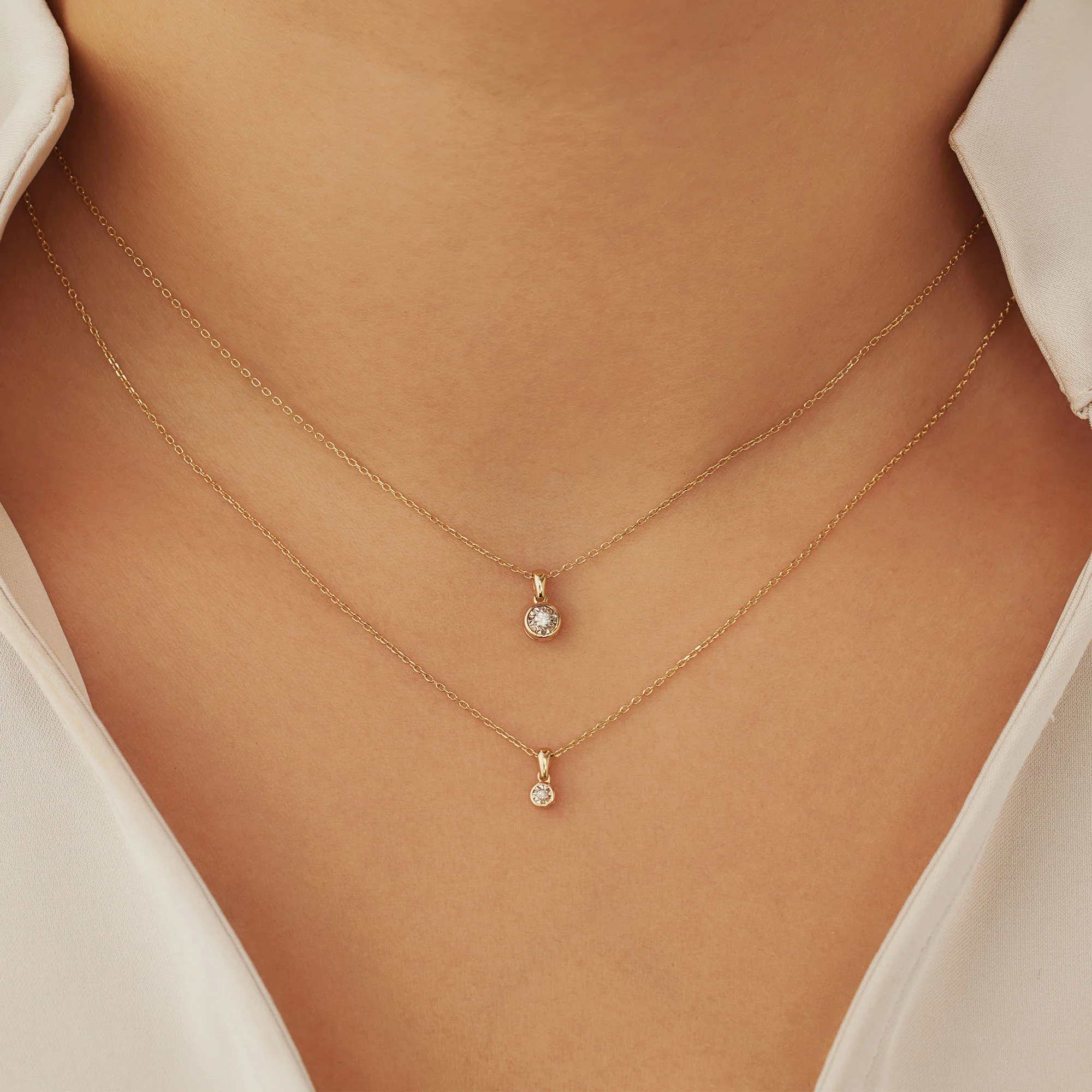De la Paix Inaya 14 karat gold necklace with diamond 0.01 carat - Image 4