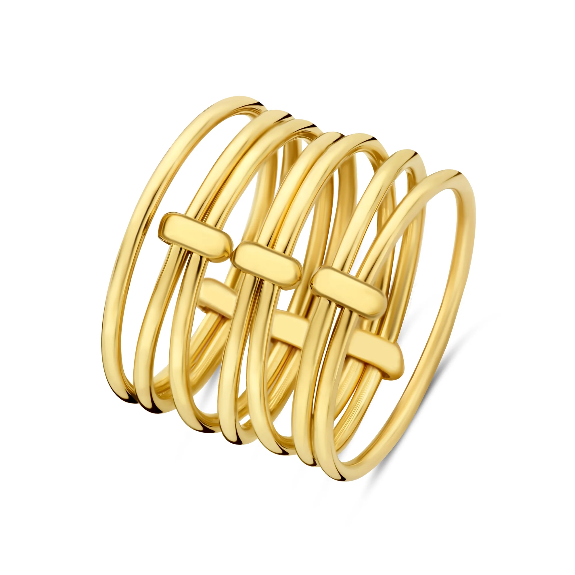Cour d'Honneur Adora 14 karat golden 7-piece multi ring