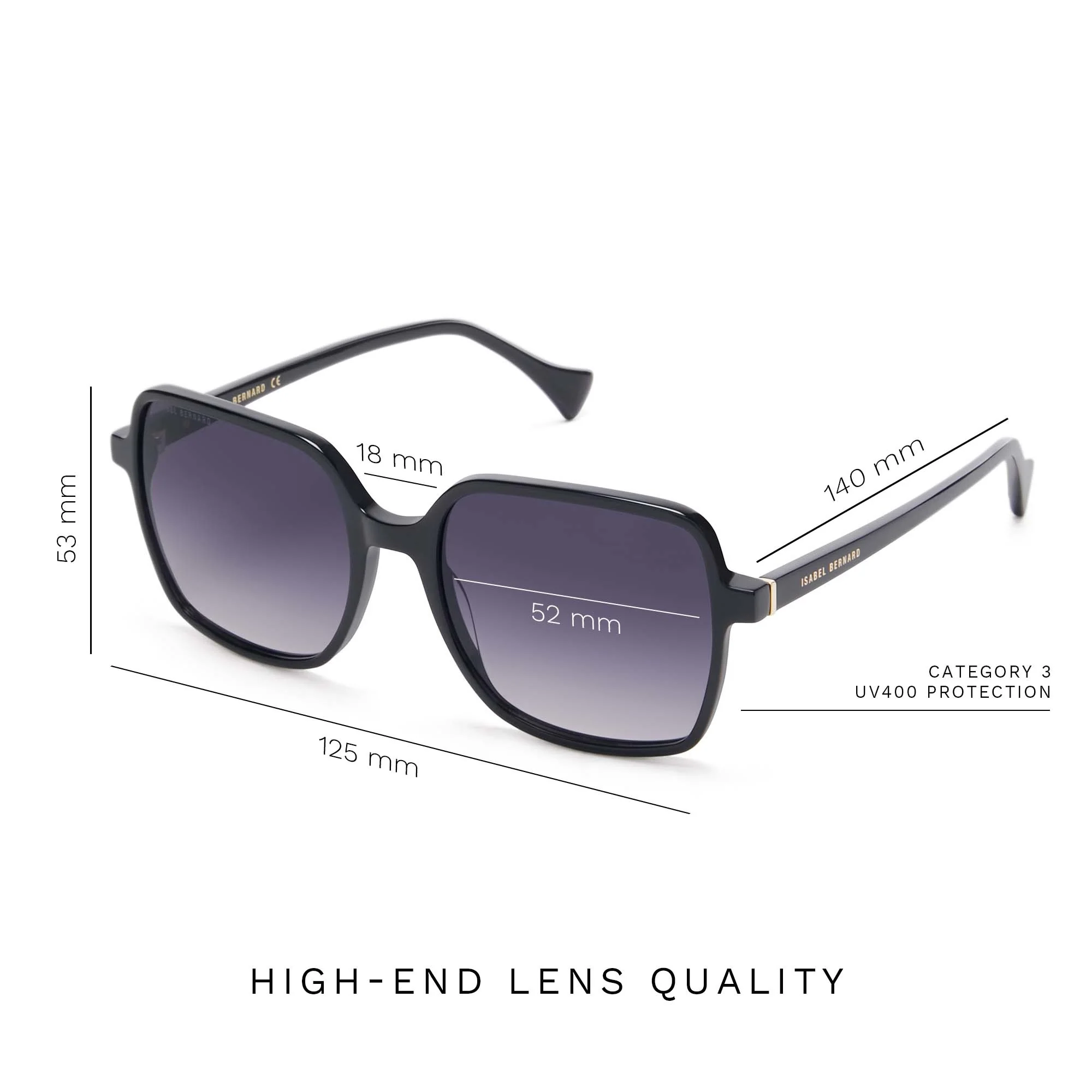 La Villette Rene black square sunglasses with black lenses gradient - Image 8