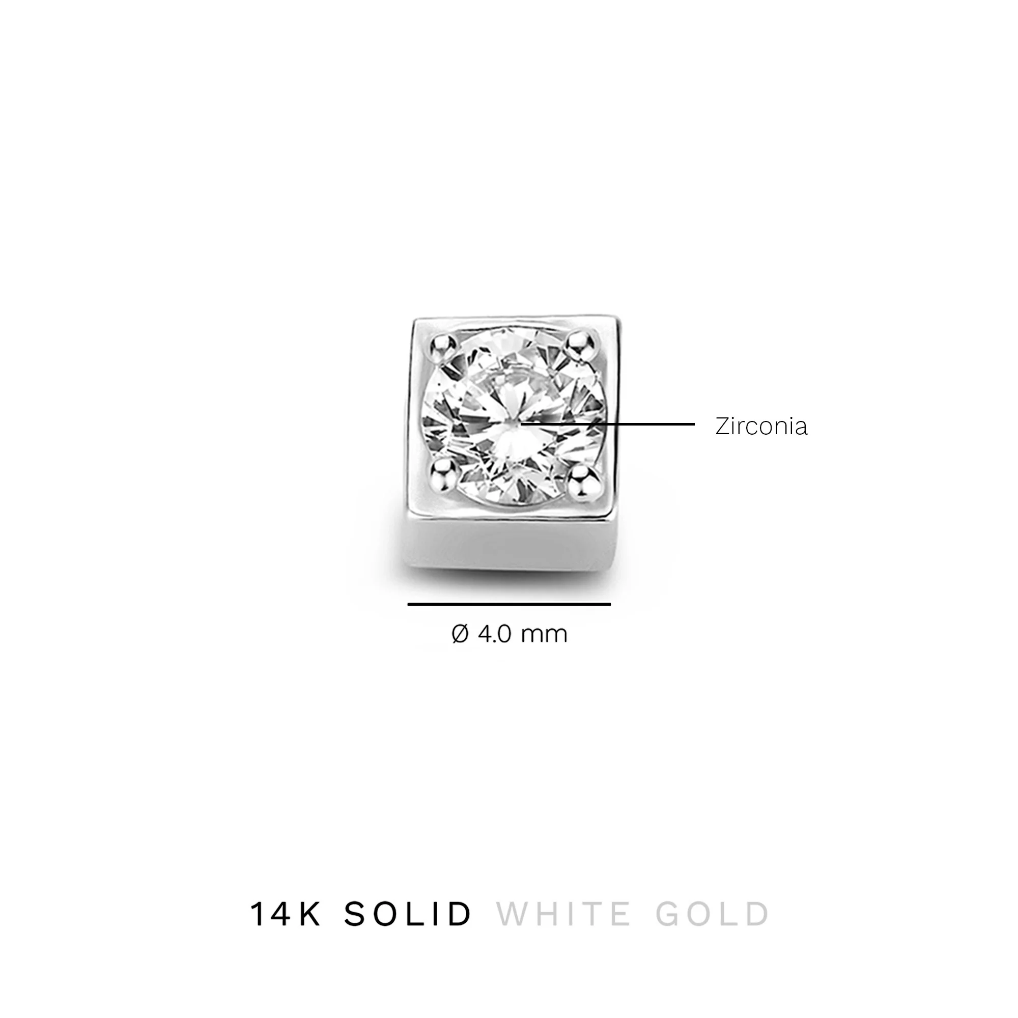 Cadeau d'Isabel 14 karat white gold necklace cube charm with zirconia - Image 10