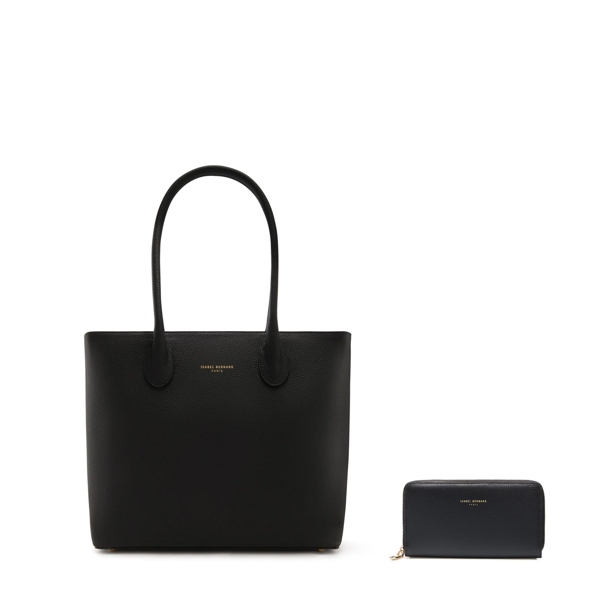 Cadeau d'Isabel black calfskin leather shopper and wallet set