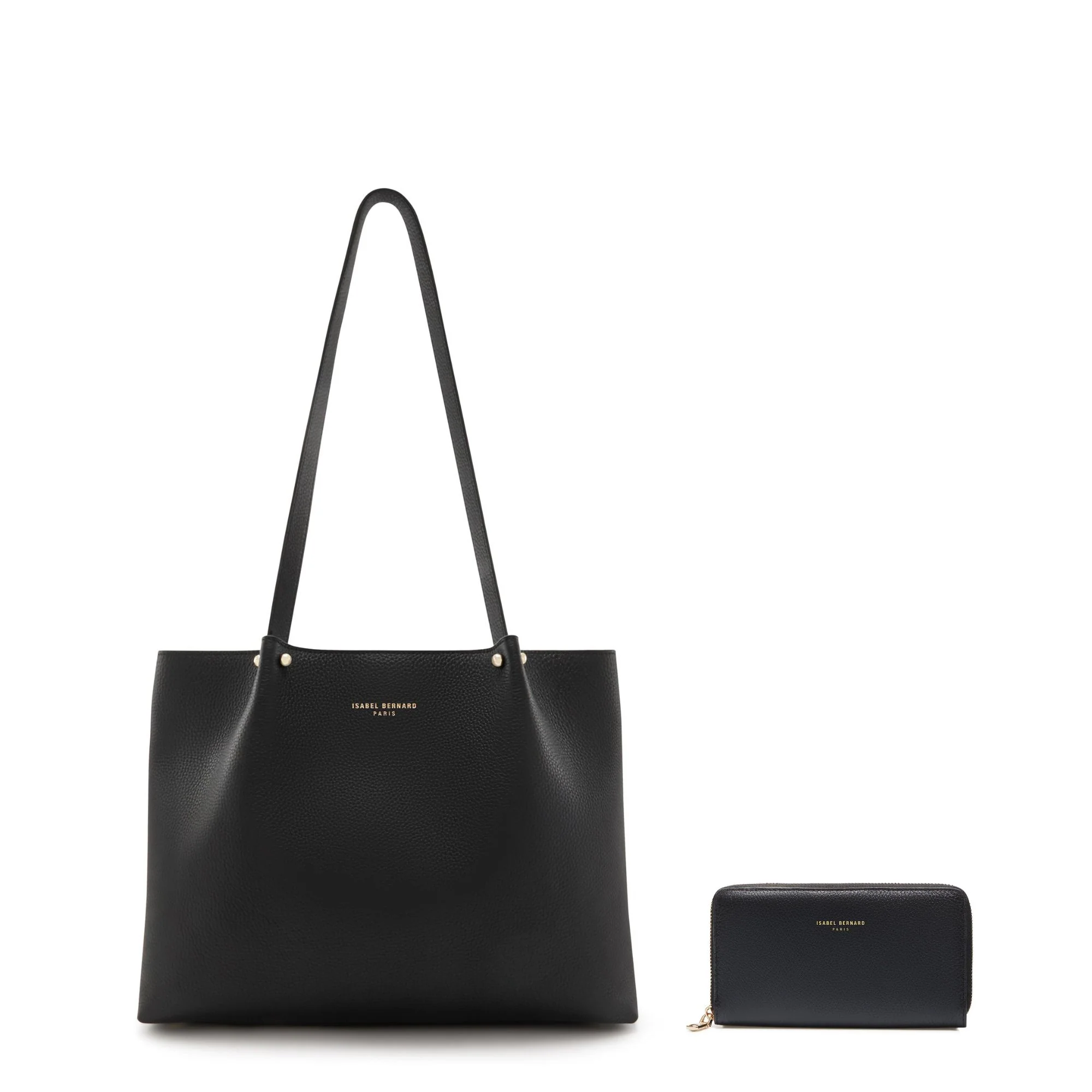 Cadeau d'Isabel black calfskin leather shopper and wallet set