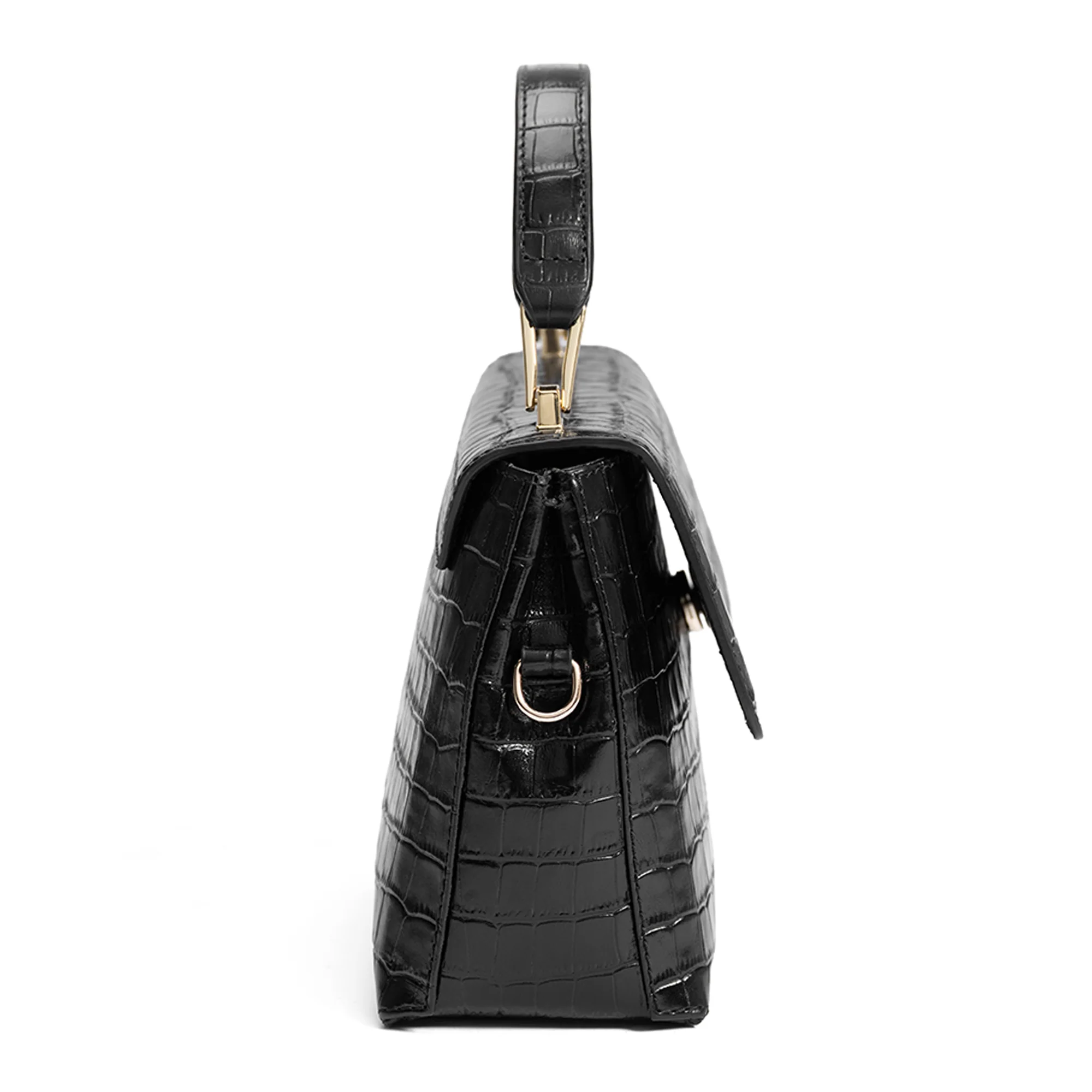Cadeau d'Isabel croco black calfskin leather handbag and wallet set - Image 5