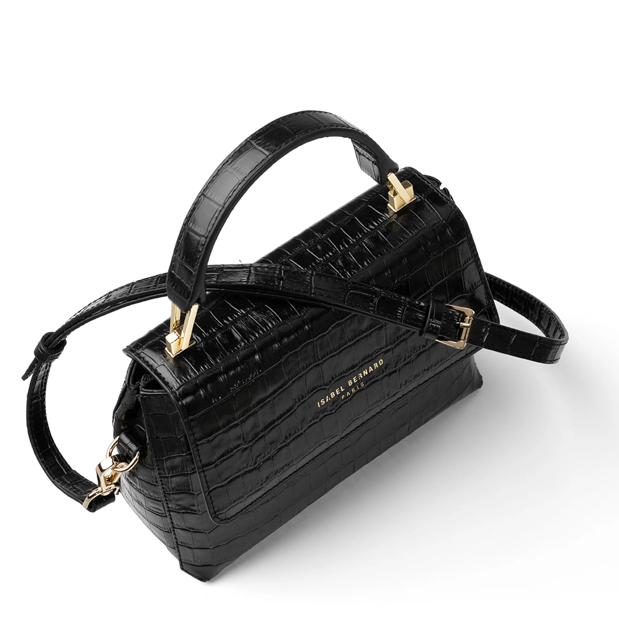 Cadeau d'Isabel croco black calfskin leather handbag and wallet set - Image 8