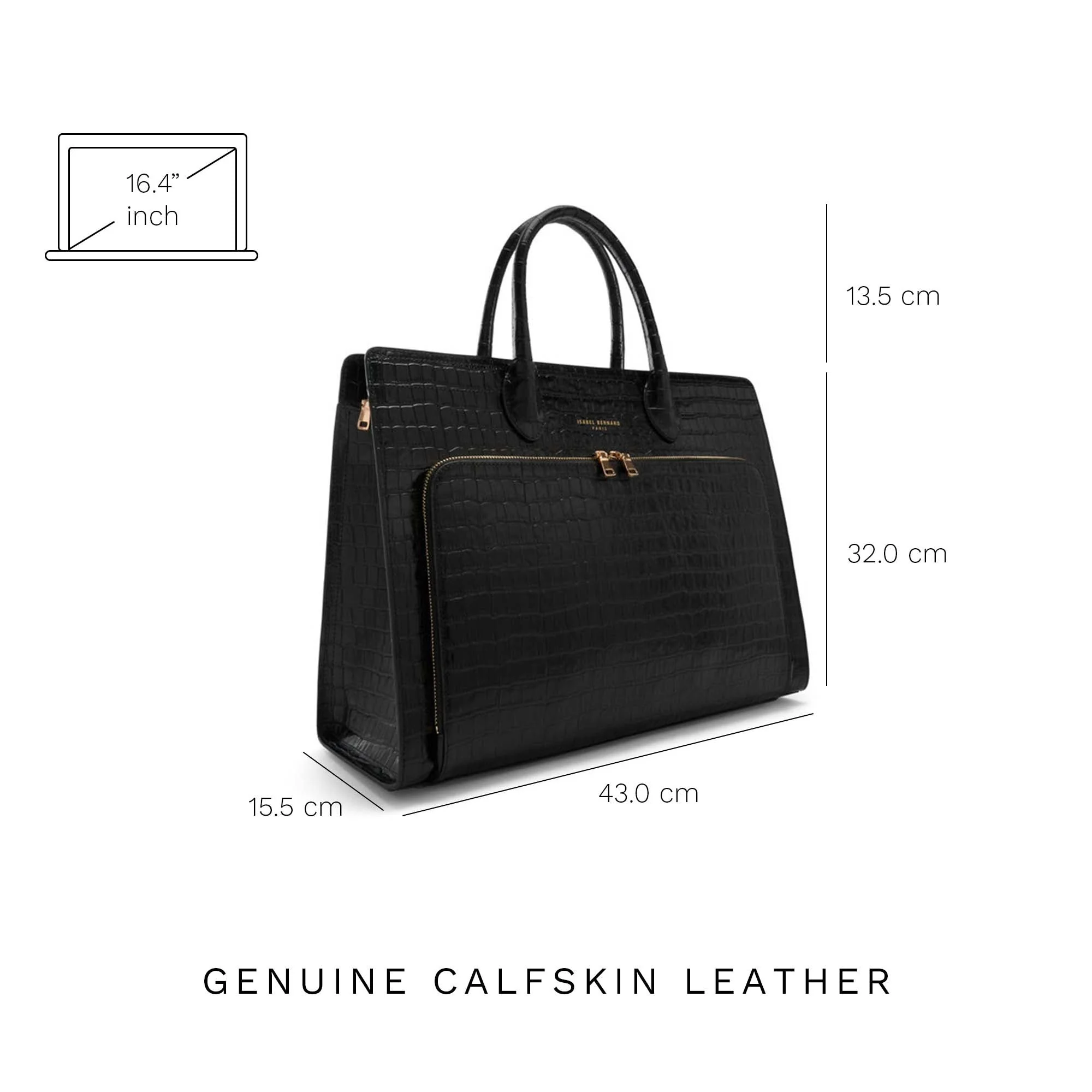 Cadeau d'Isabel croco black calfskin leather handbag and wallet set - Image 11