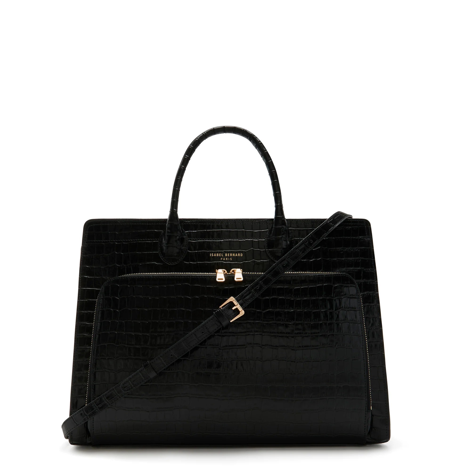 Cadeau d'Isabel croco black calfskin leather handbag and wallet set - Image 4