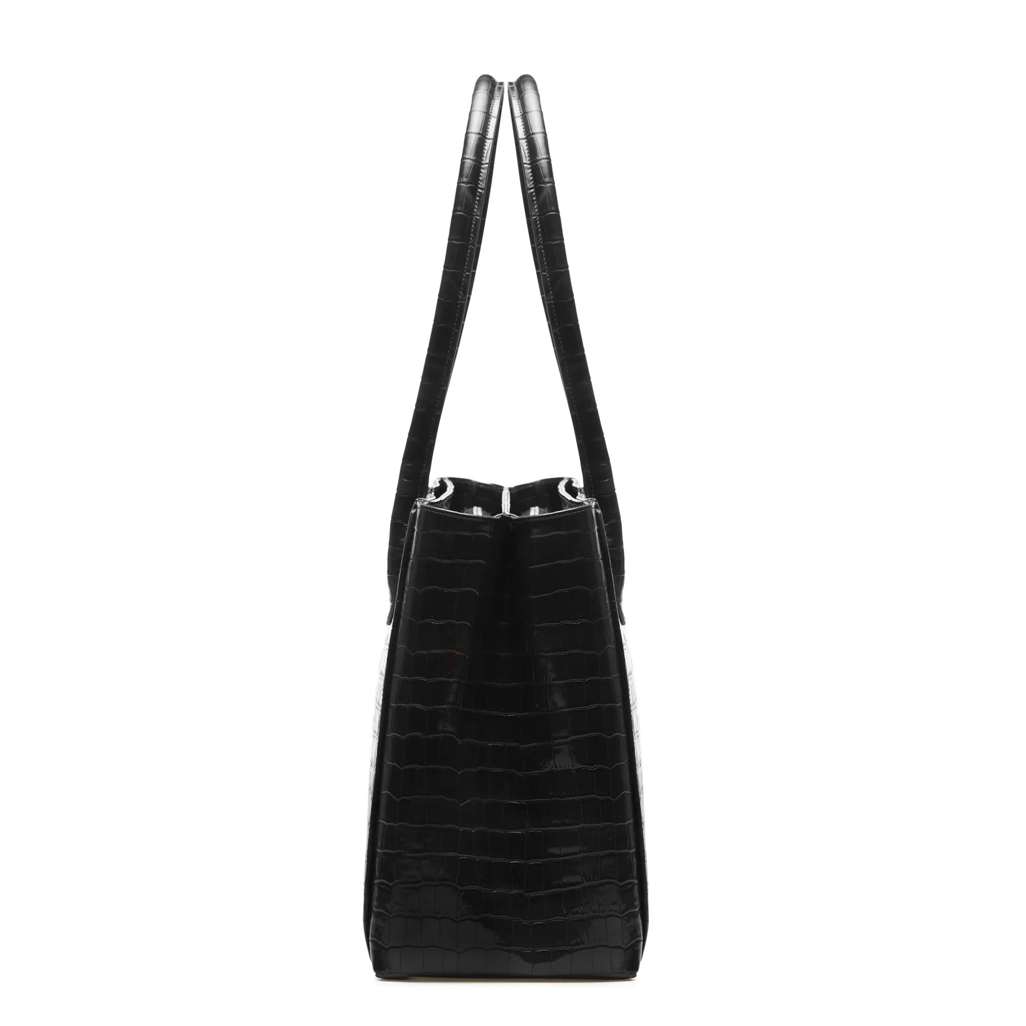 Cadeau d'Isabel croco black calfskin leather handbag and wallet set - Image 5