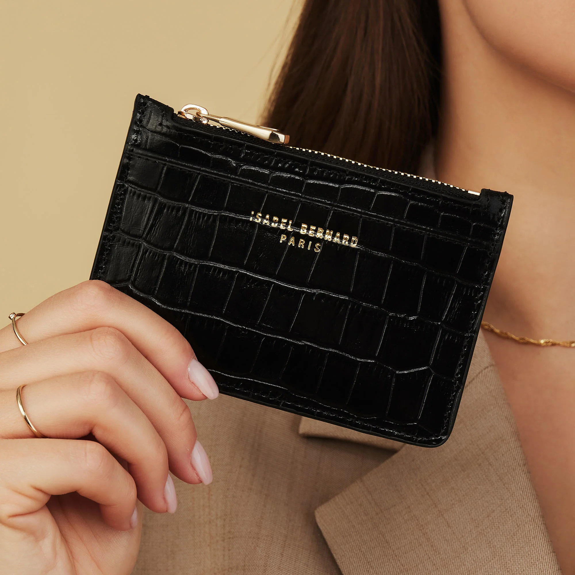 Cadeau d'Isabel croco black calfskin leather shopper & cardholder set - Image 4