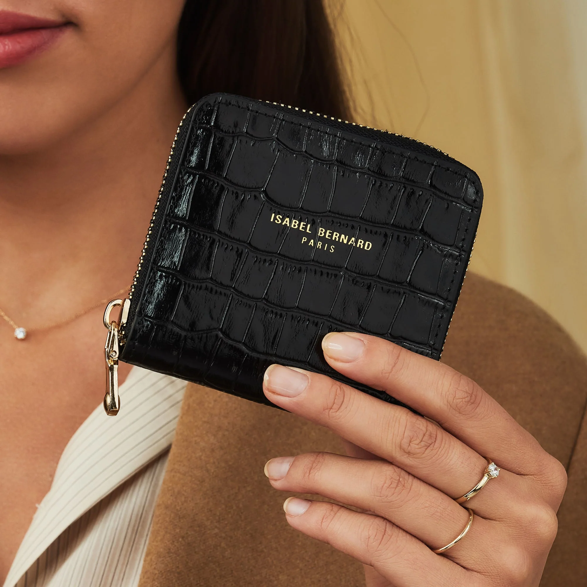 Cadeau d'Isabel croco black calfskin leather shopper and wallet set - Image 3