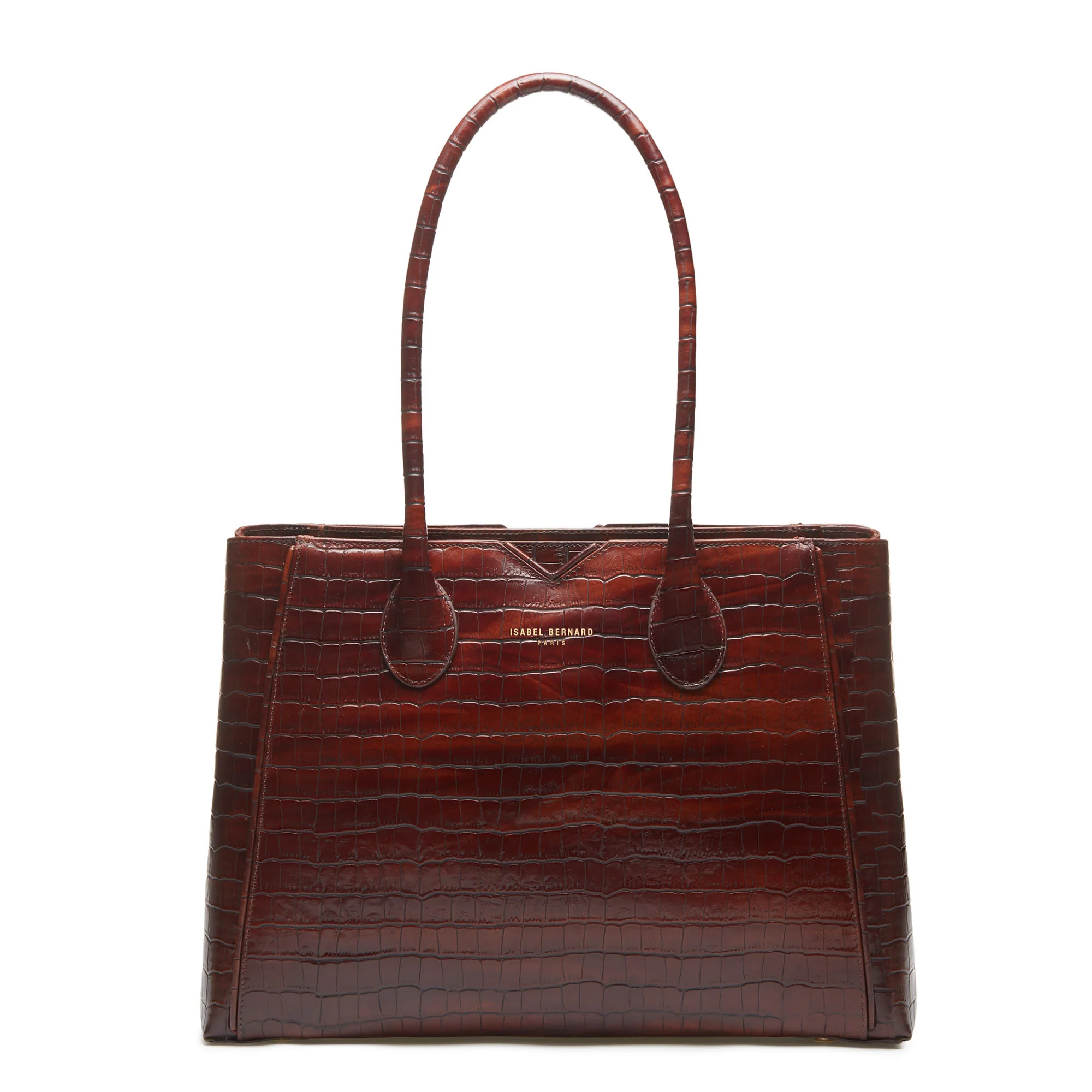 Cadeau d'Isabel croco brown calfskin leather handbag and wallet set - Image 4
