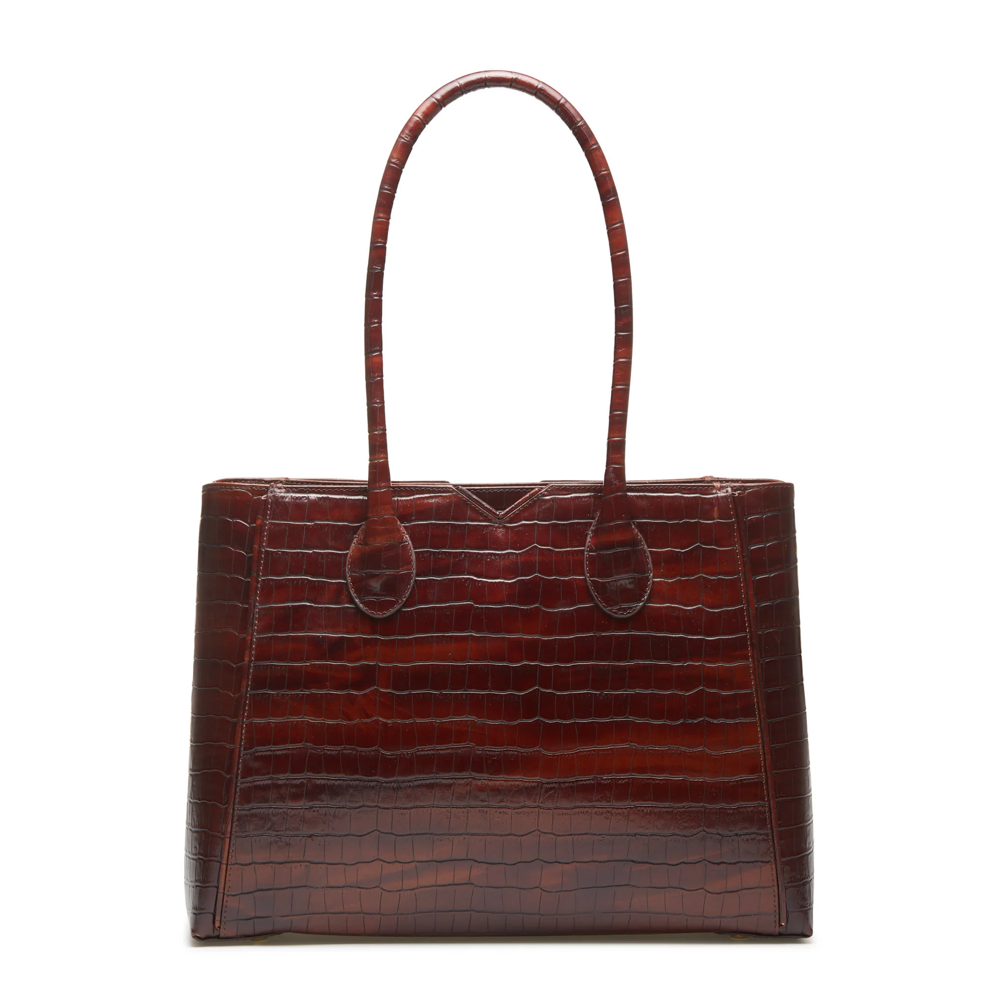 Cadeau d'Isabel croco brown calfskin leather handbag and wallet set - Image 6