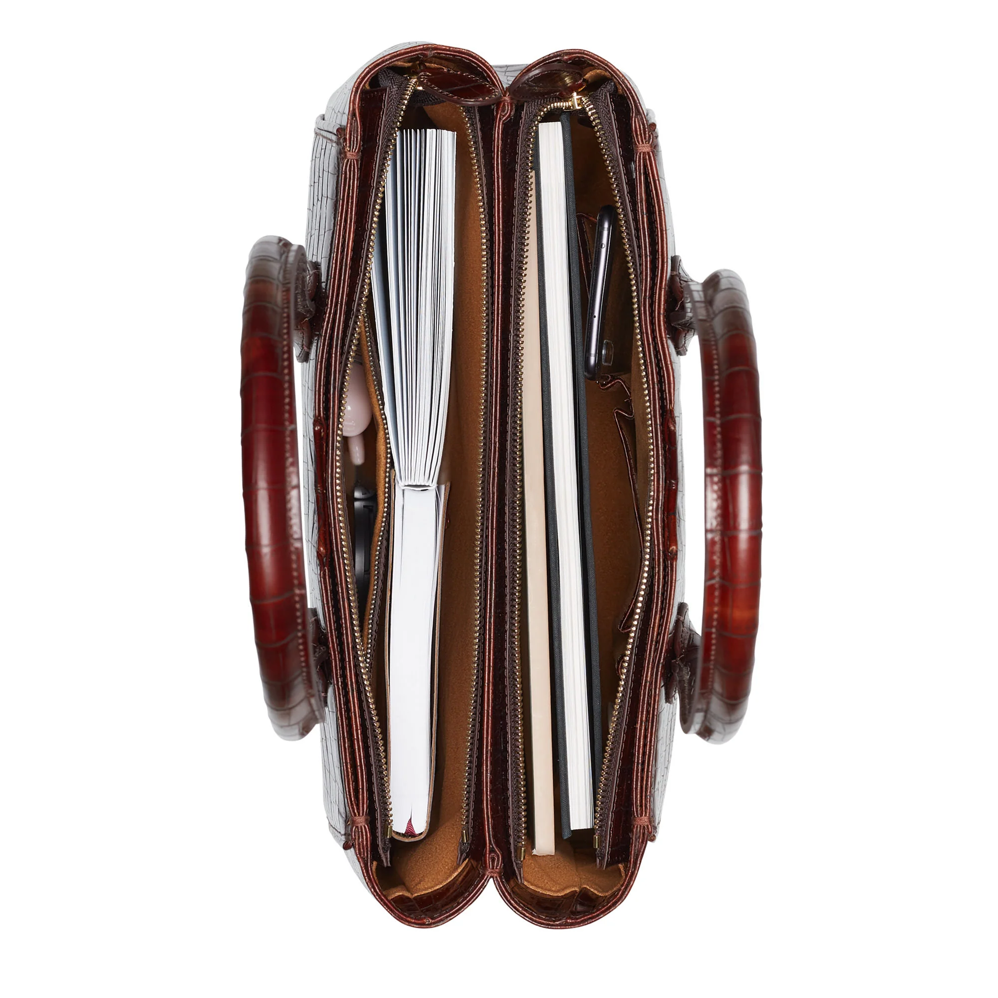 Cadeau d'Isabel croco brown calfskin leather handbag and wallet set - Image 7