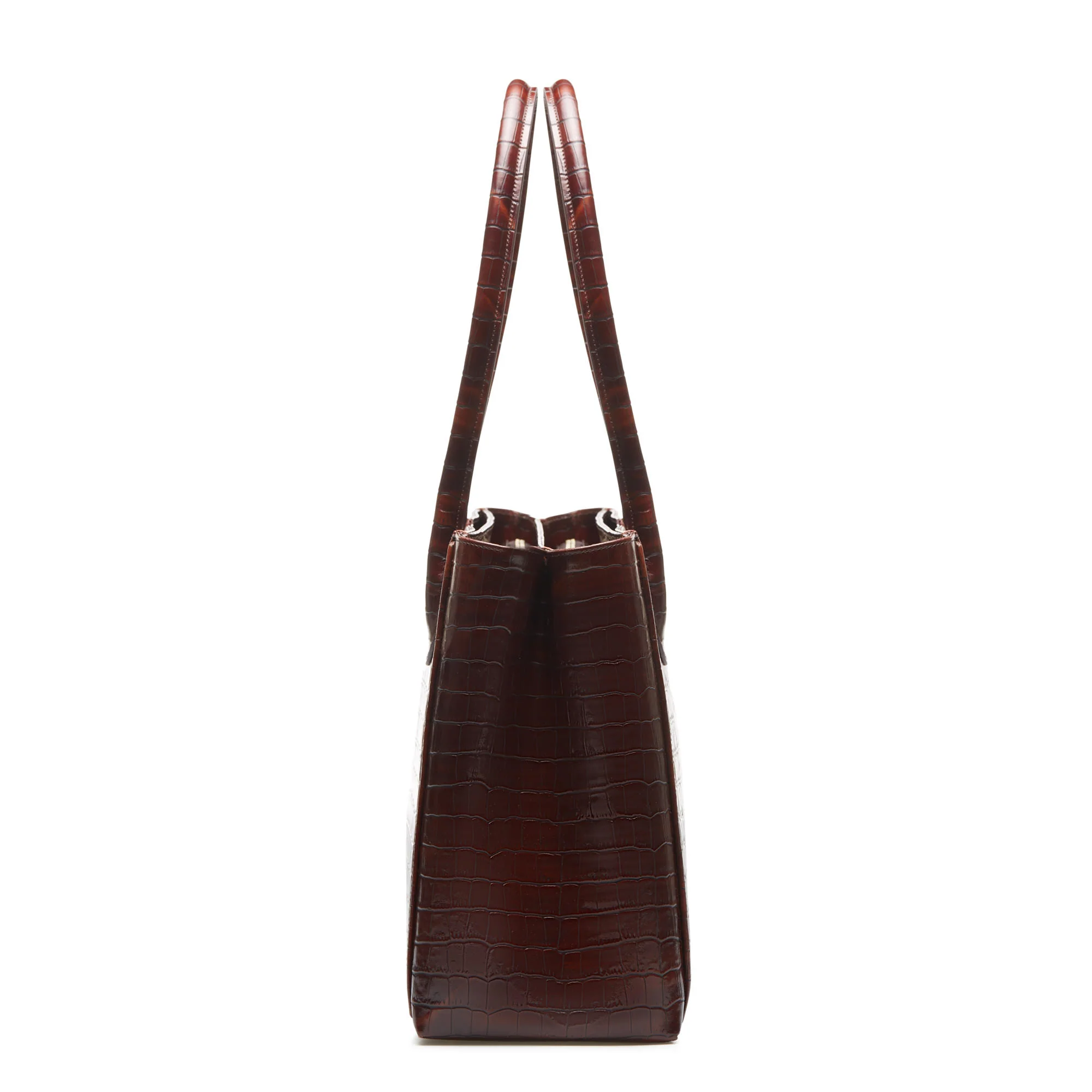 Cadeau d'Isabel croco brown calfskin leather handbag and wallet set - Image 9