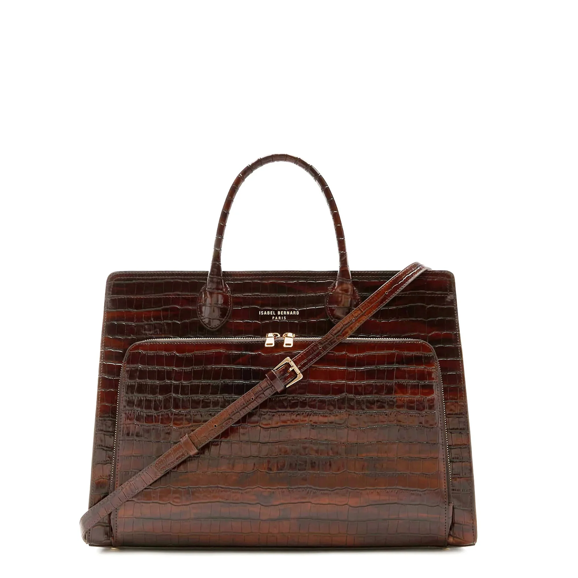 Cadeau d'Isabel croco brown calfskin leather handbag and wallet set - Image 5