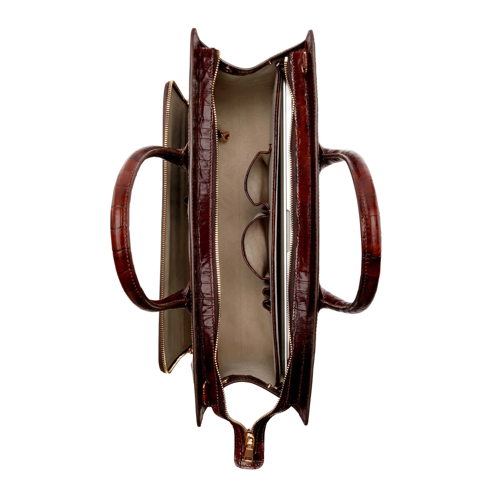 Cadeau d'Isabel croco brown calfskin leather handbag and wallet set - Image 6