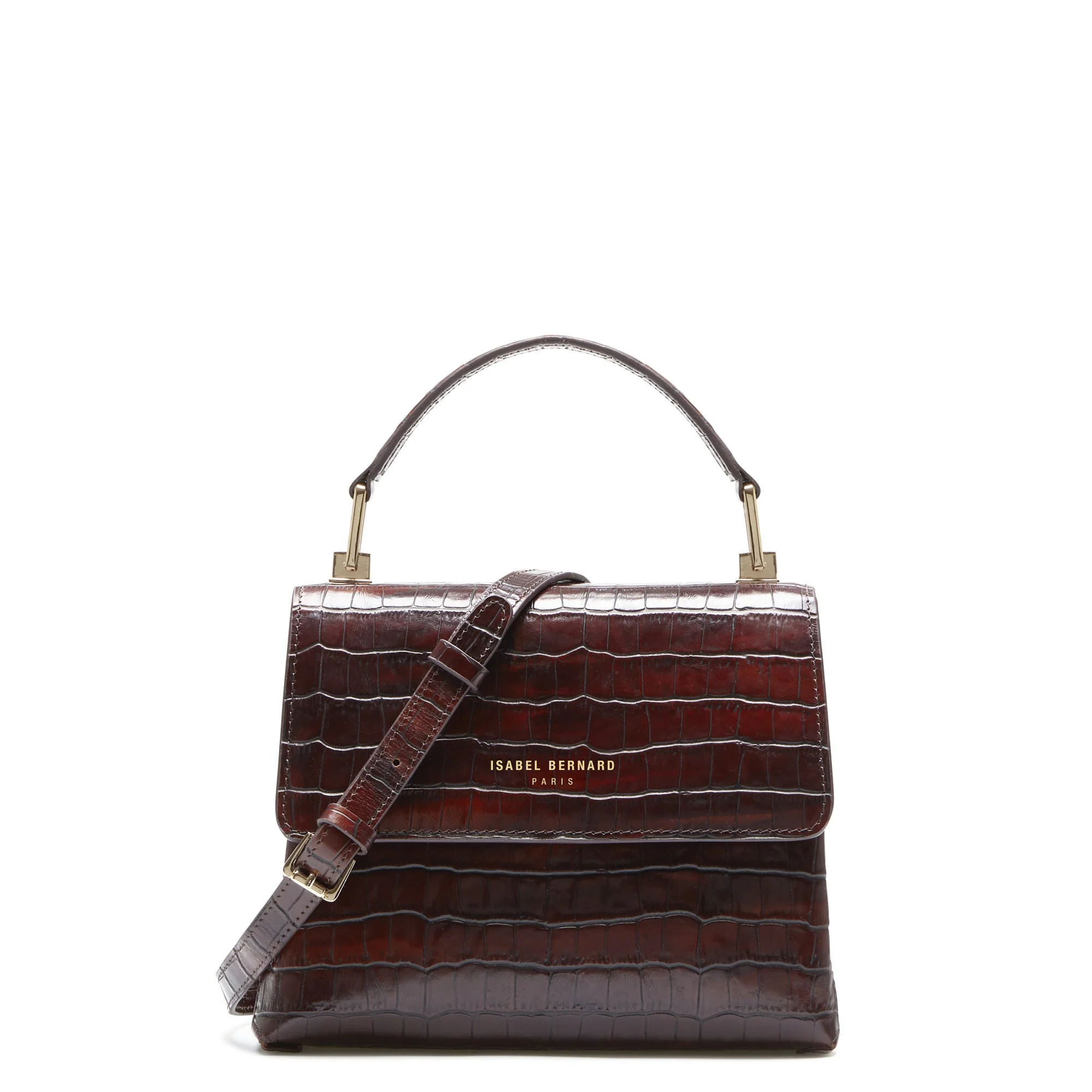 Cadeau d'Isabel croco brown calfskin leather handbag and wallet set - Image 4