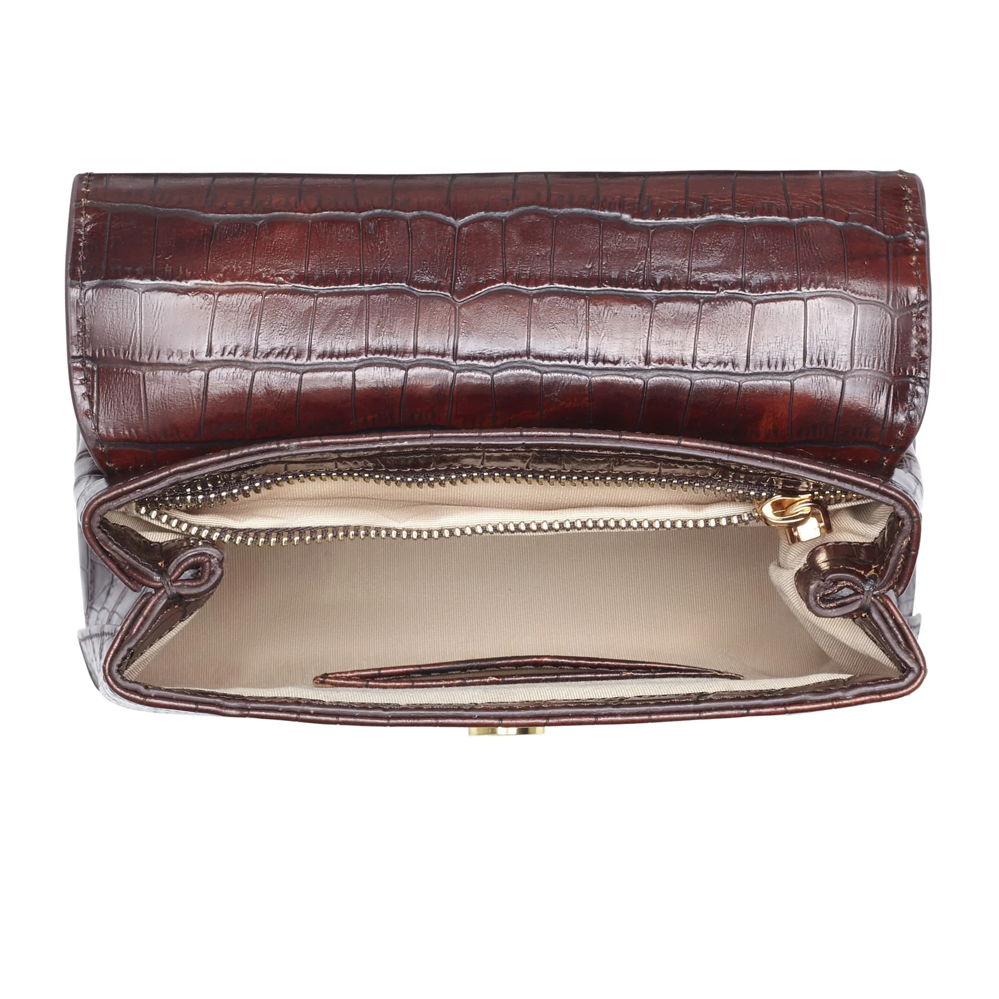 Cadeau d'Isabel croco brown calfskin leather handbag and wallet set - Image 8