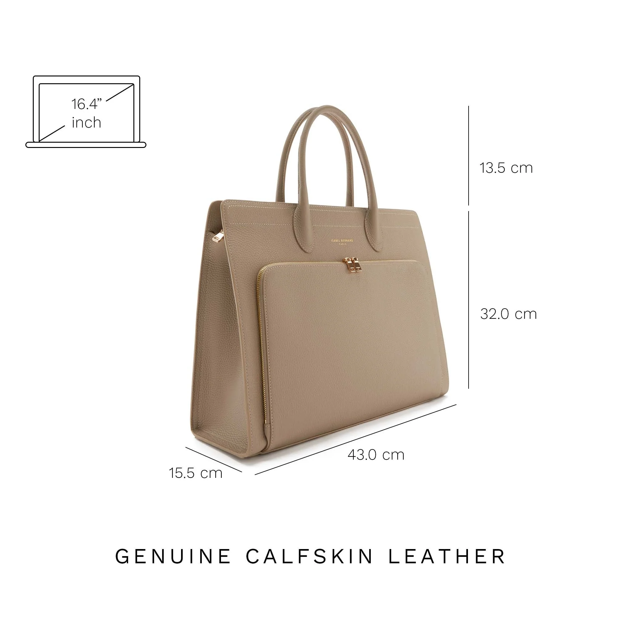 Cadeau d'Isabel taupe calfskin leather handbag and wallet set - Image 12