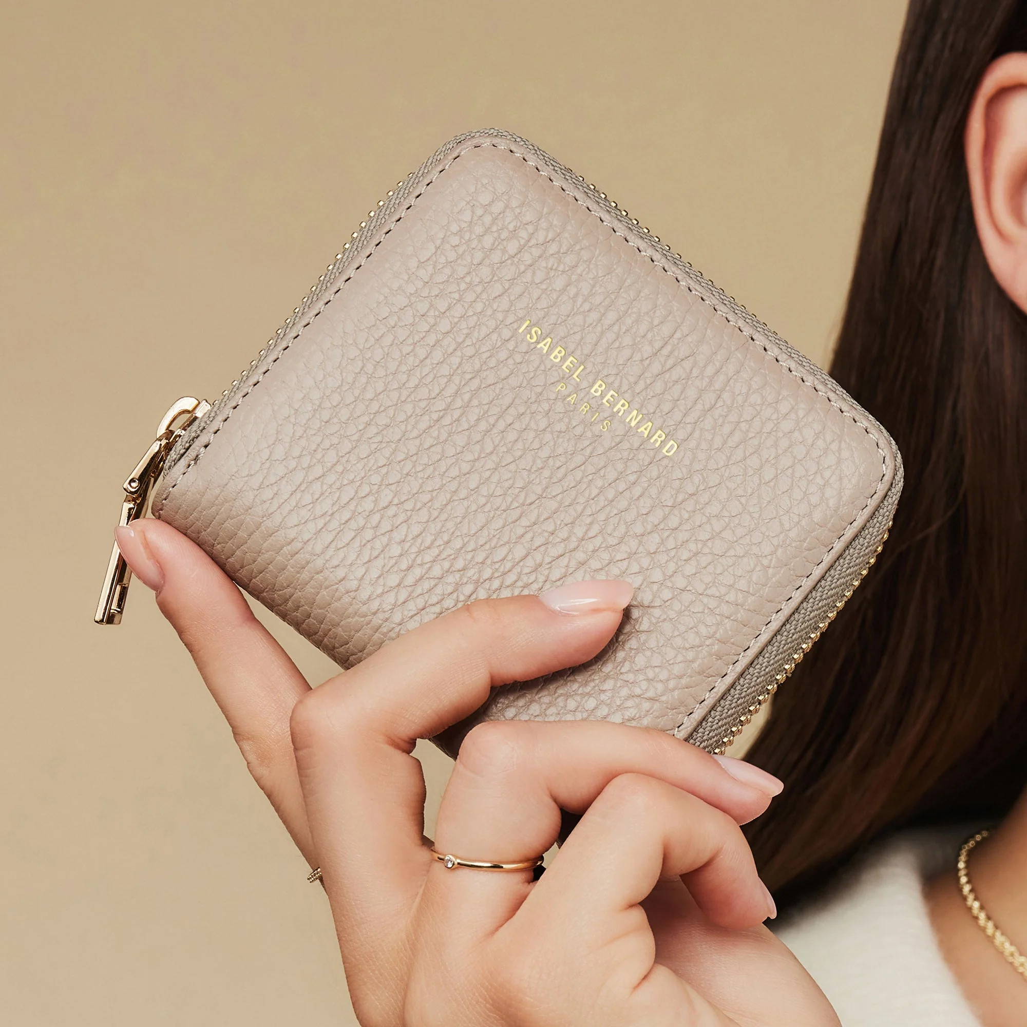 Cadeau d'Isabel taupe calfskin leather handbag and wallet set - Image 3