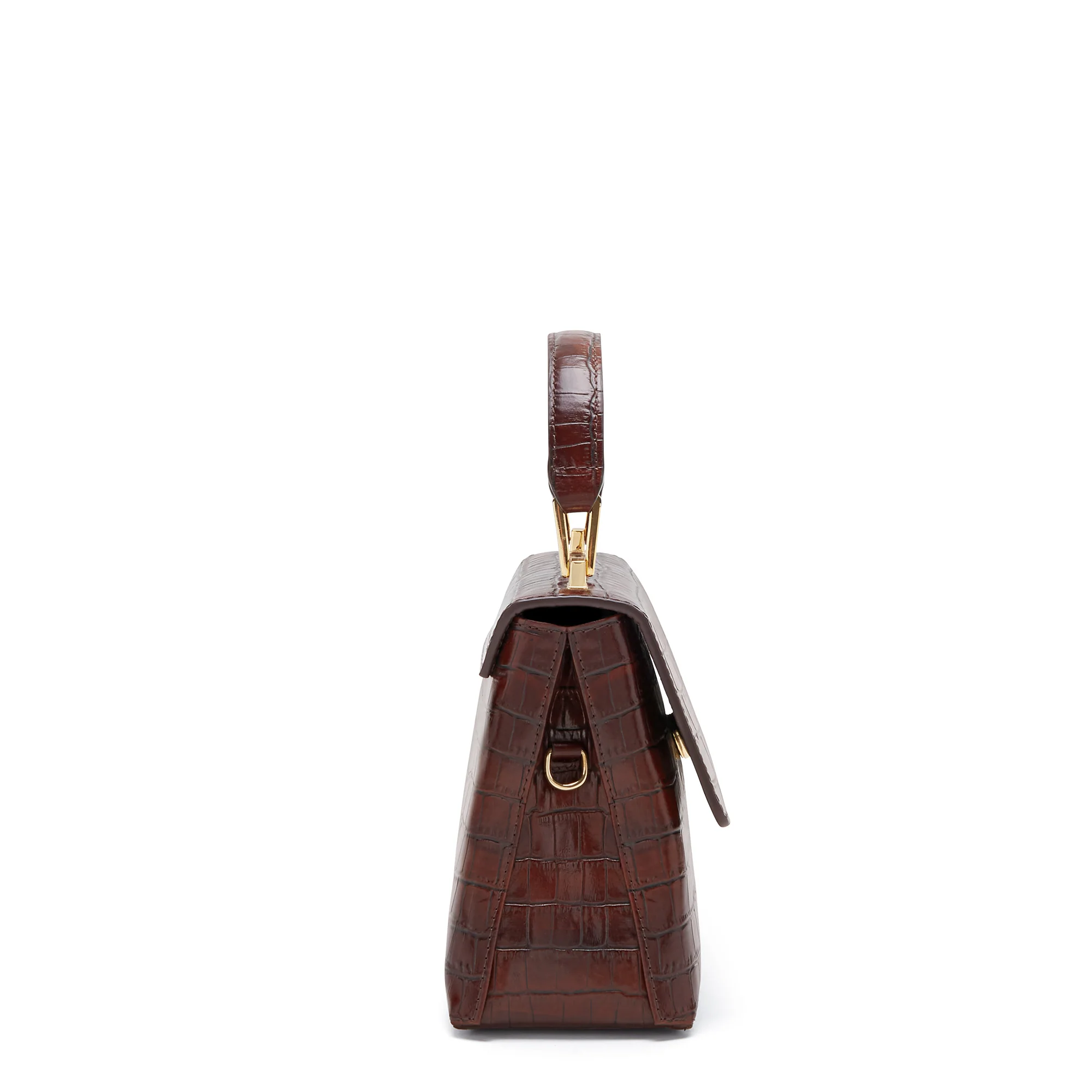 Femme Forte Heline croco brown calfskin leather handbag - Image 6