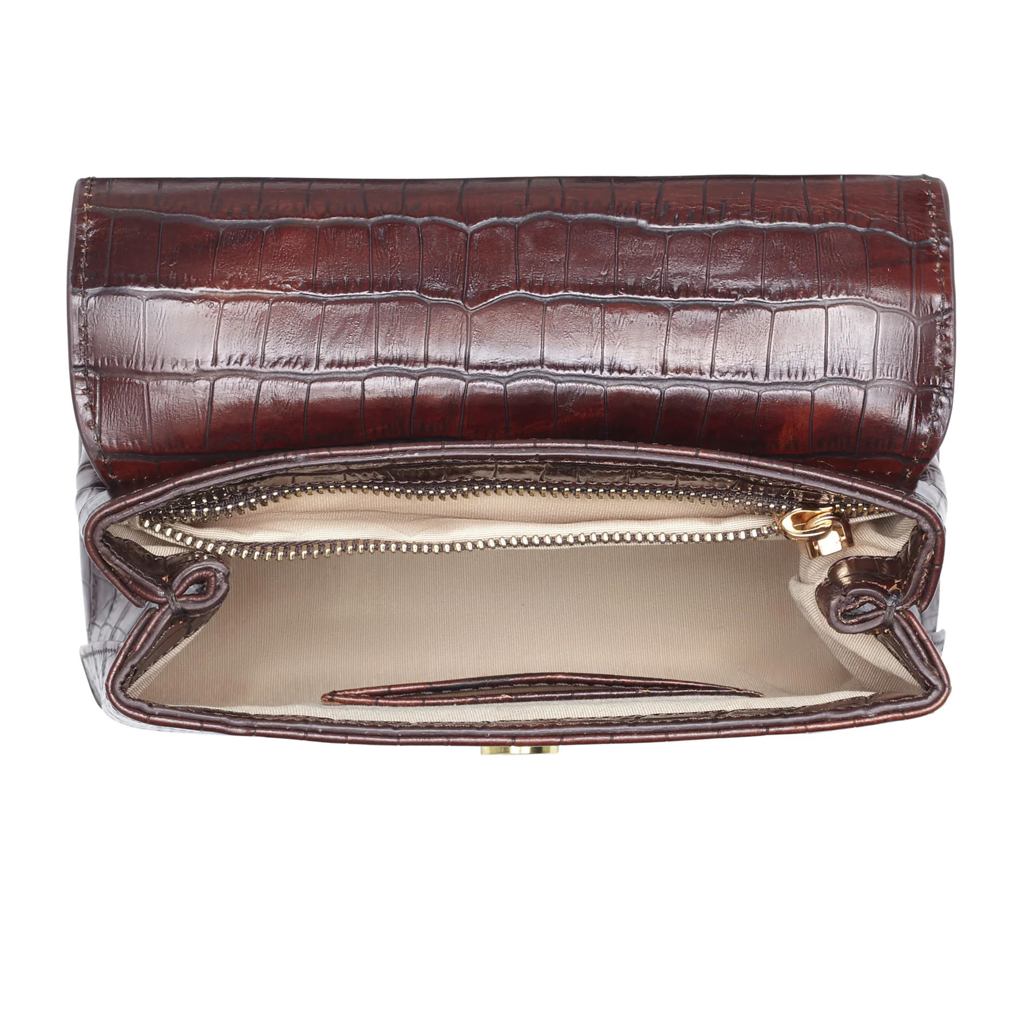 Femme Forte Heline croco brown calfskin leather handbag - Image 8