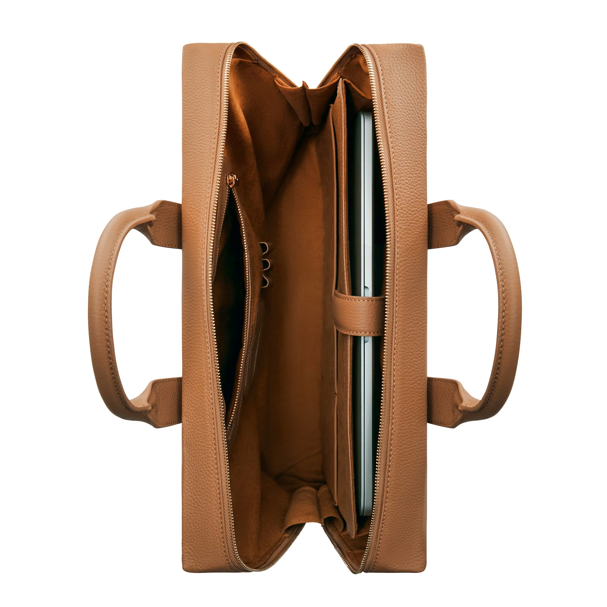 Honoré Anique camel calfskin leather handbag with 16.4 inch laptop pocket - Image 6