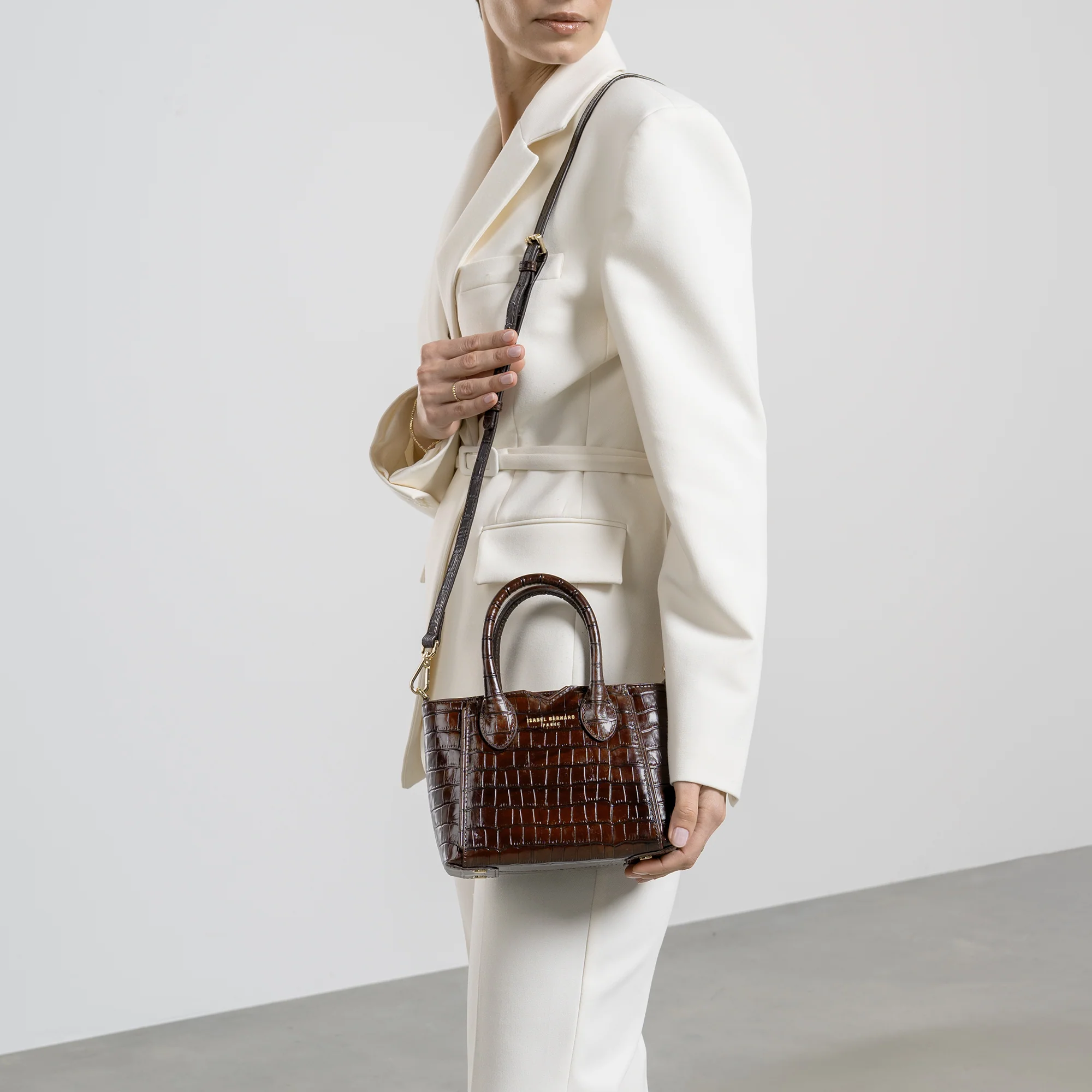 Honoré Cloe Mini croco brown calfskin leather handbag - Image 2