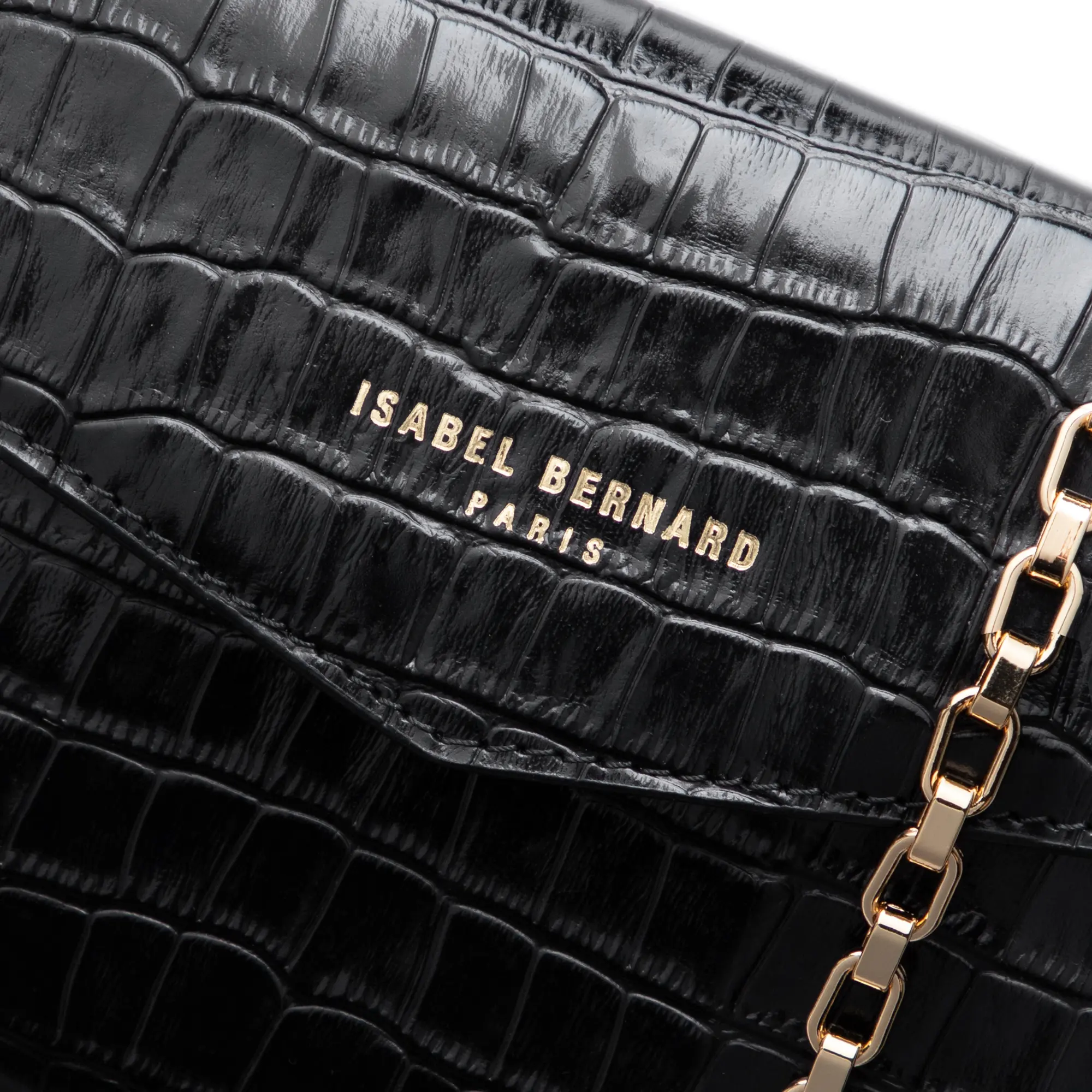 Honoré Lina Croco Black Clutch With Detachable Shoulder Chain - Image 5