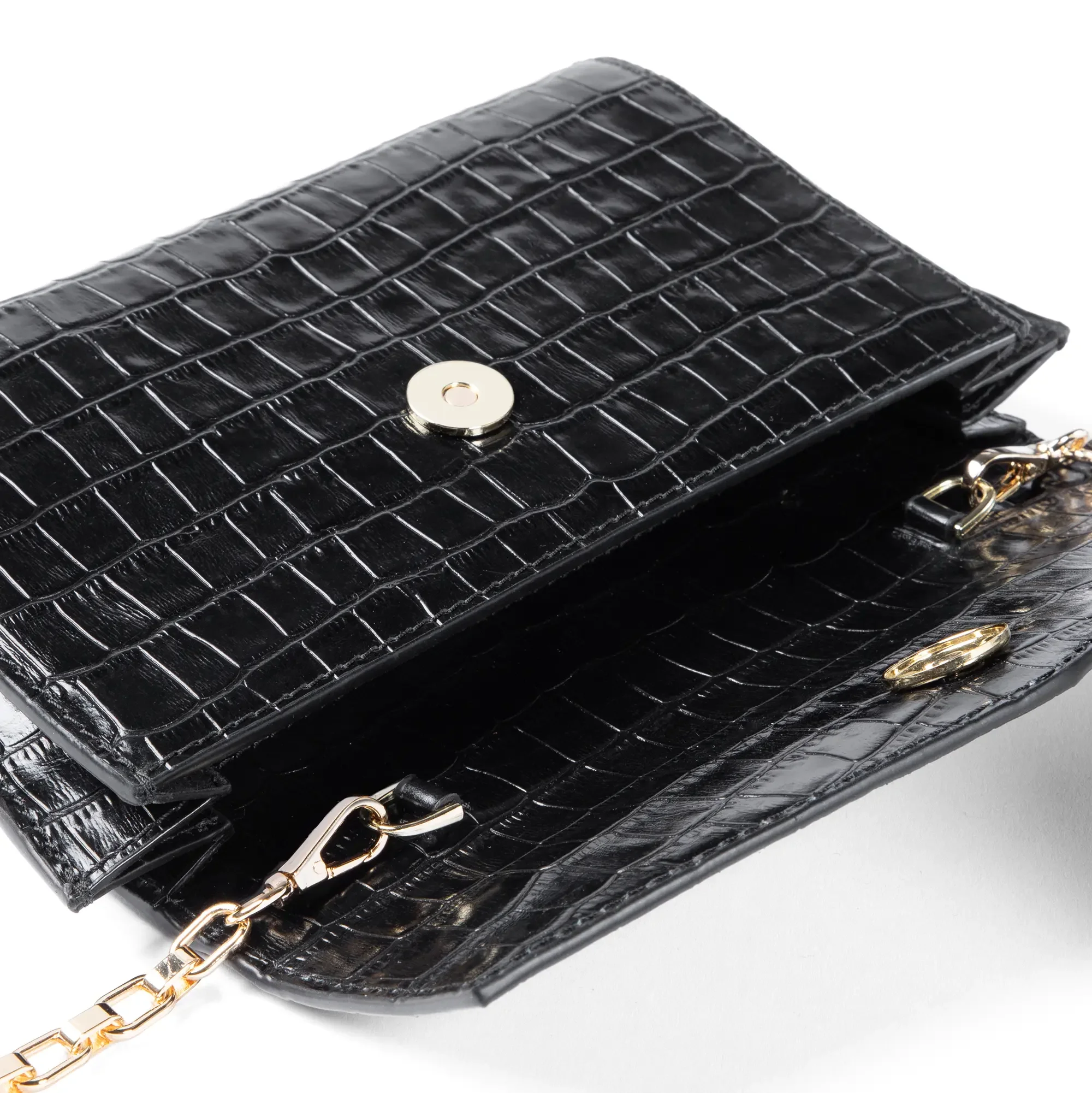 Honoré Lina Croco Black Clutch With Detachable Shoulder Chain - Image 6