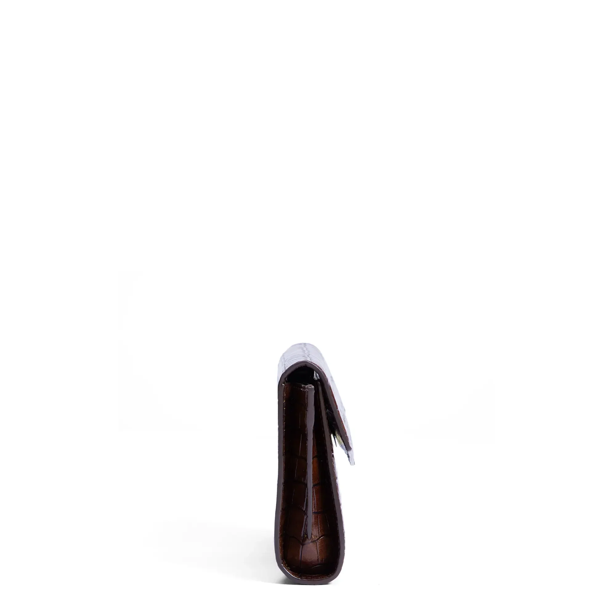 Honoré Lina Croco Brown Clutch With Detachable Shoulder Chain - Image 6