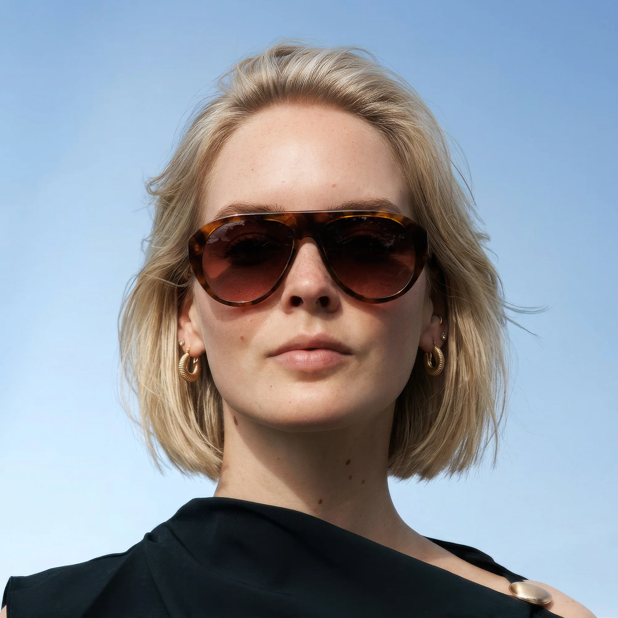 La Villette Mila brown tortoise bold aviator sunglasses with brown lenses - Image 3
